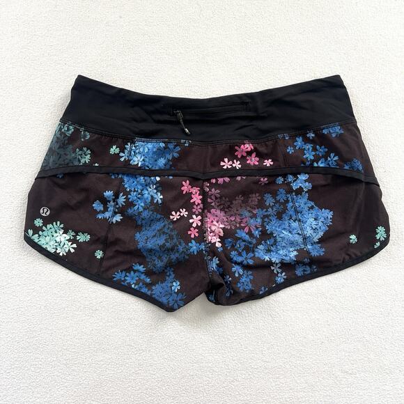 Lululemon Run 2.5” Speed Shorts 4-way Petal Pop Multicolor Floral Print Black 6 - Picture 9 of 9